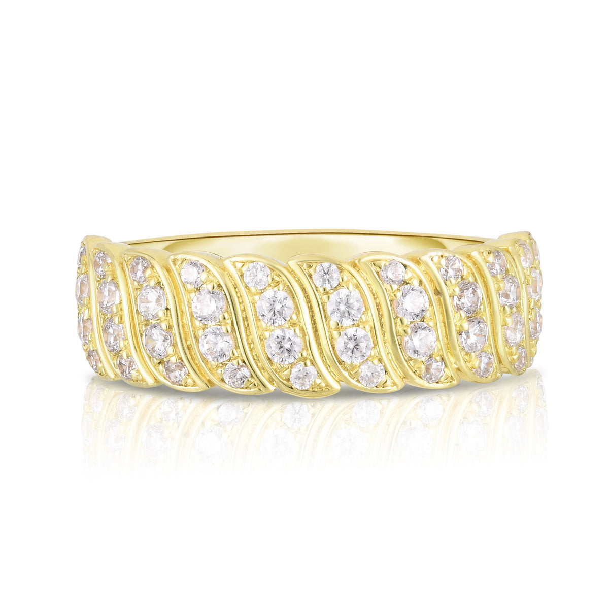 Diamond Snake Chain Ring, 14k yellow gold, 0.62 carats - URBAETIS Fine Jewelry