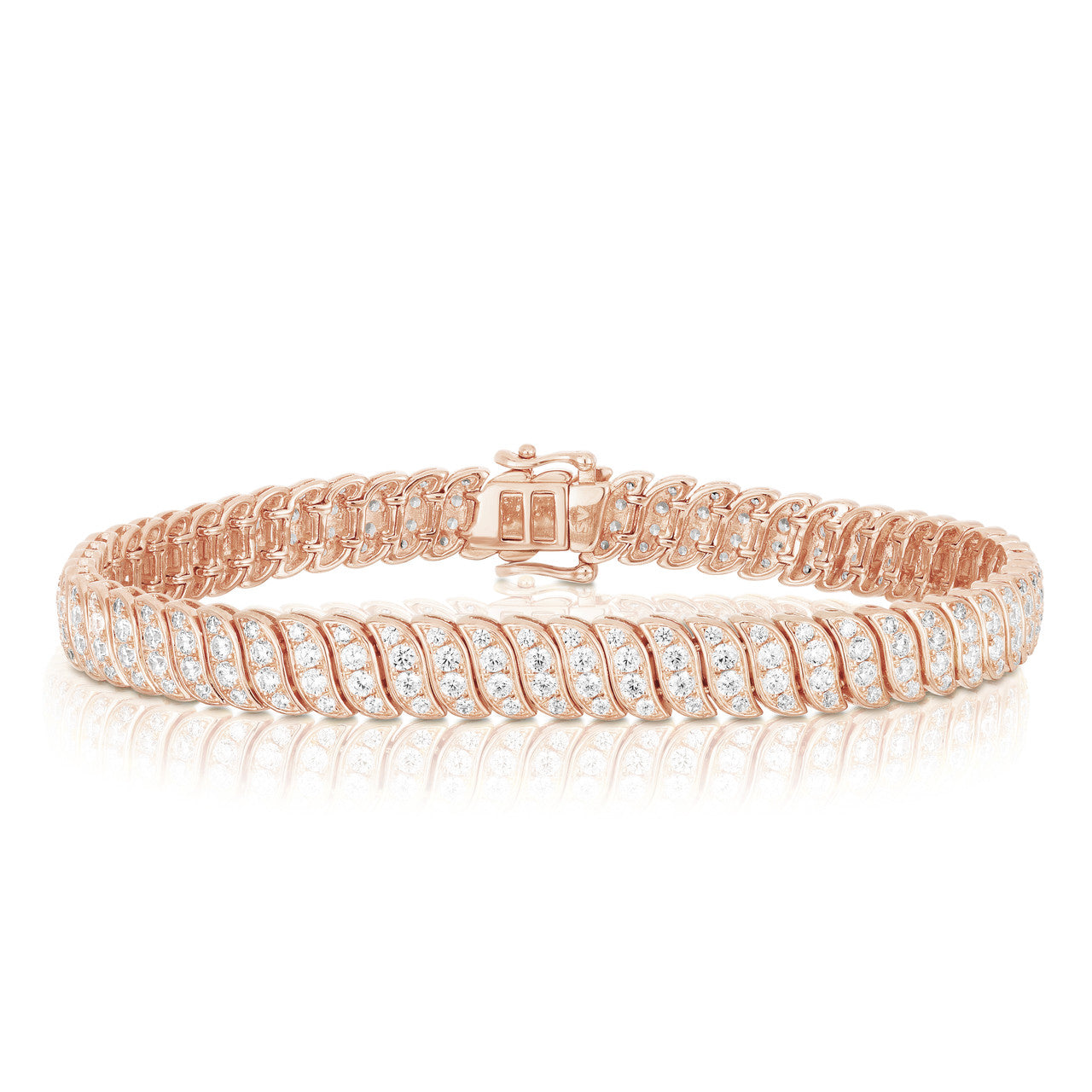 Diamond Snake Chain Bracelet, 14k rose gold, 3.8 carats - URBAETIS Fine Jewelry