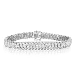 Diamond Snake Chain Bracelet, 14k white gold, 3.8 carats - URBAETIS Fine Jewelry