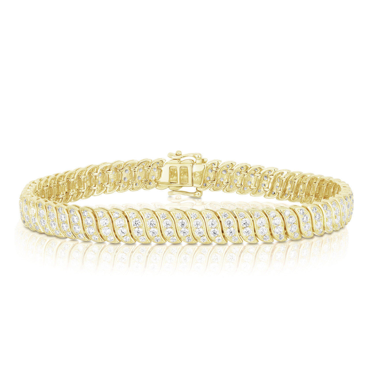 Diamond Snake Chain Bracelet, 14k yellow gold, 3.8 carats - URBAETIS Fine Jewelry