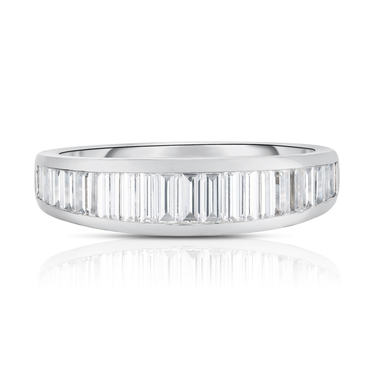 Channel Set Graduated Baguette Diamond Ring, 14k white gold, 0.92 carats - URBAETIS Fine Jewelry