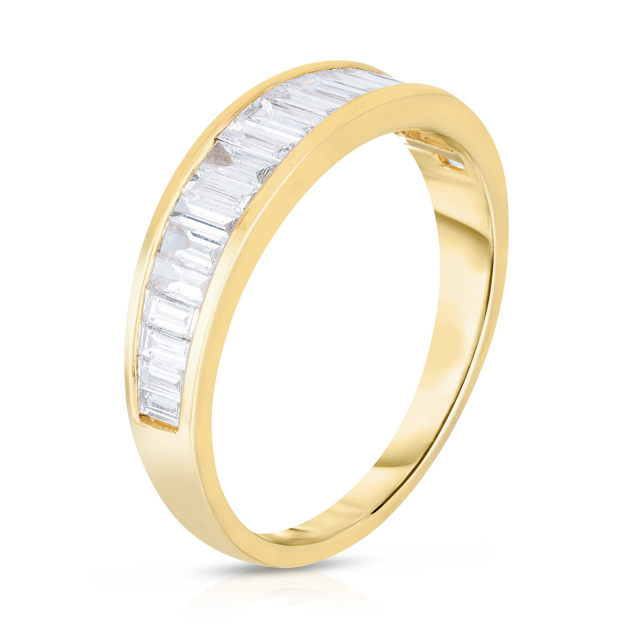 Channel Set Graduated Baguette Diamond Ring, 14k yellow gold, 0.92 carats - URBAETIS Fine Jewelry
