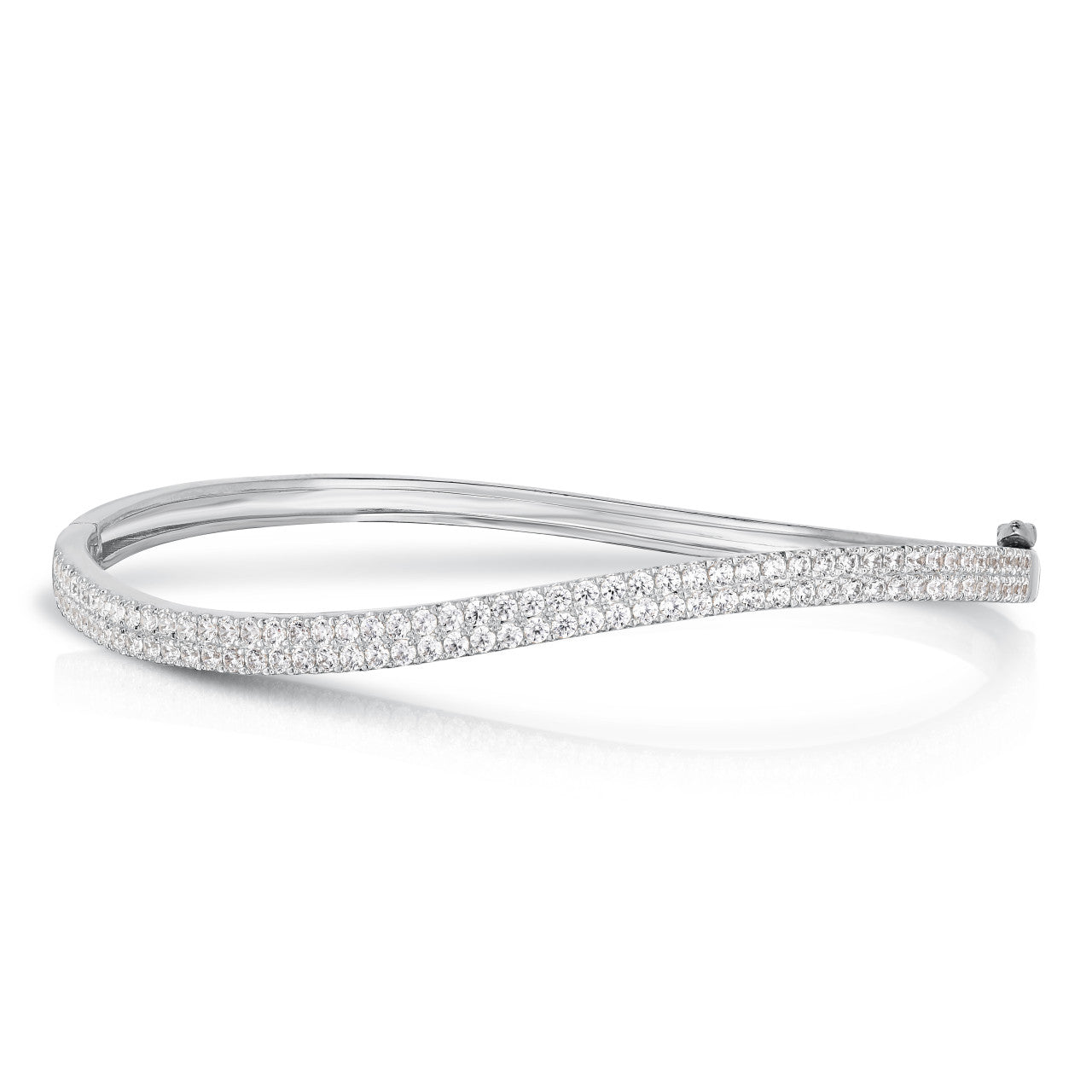 Diamond Curved Bangle, 14k white gold - URBAETIS Fine Jewelry