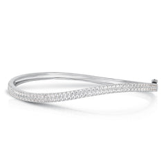 Diamond Curved Bangle, 14k white gold - URBAETIS Fine Jewelry