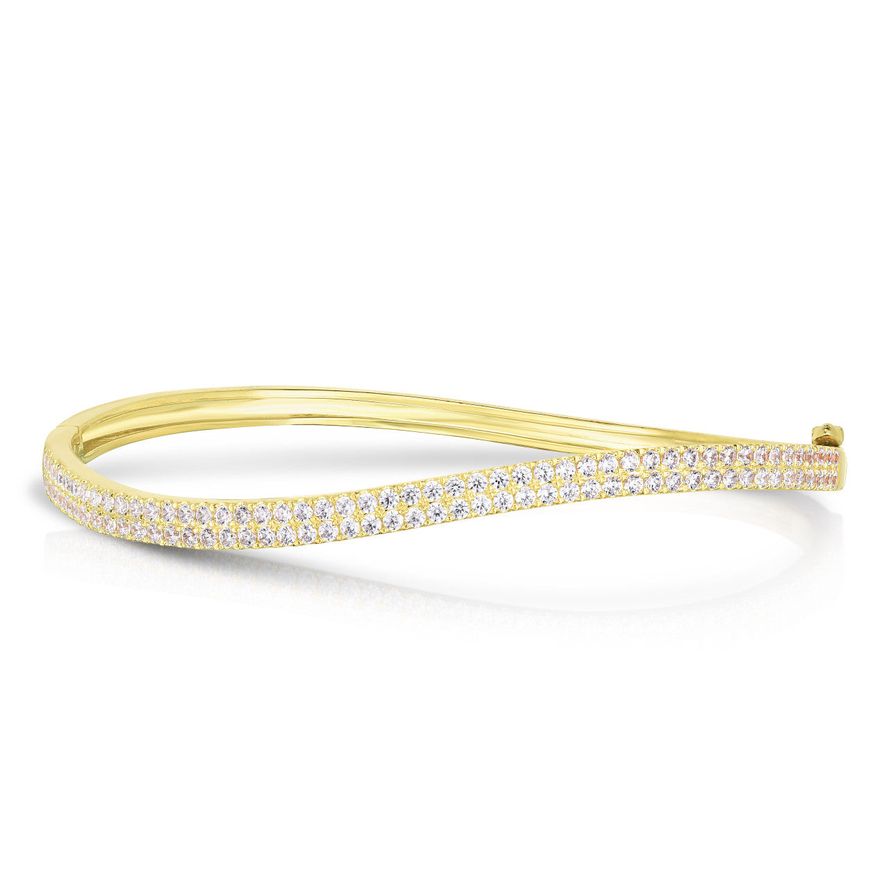 Diamond Curved Bangle, 14k yellow gold - URBAETIS Fine Jewelry