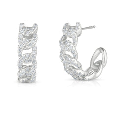 Diamond Curb Chain Hoops, 14k white gold - URBAETIS Fine Jewelry