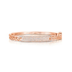 Diamond ID Bangle, 14k rose gold - URBAETIS Fine Jewelry