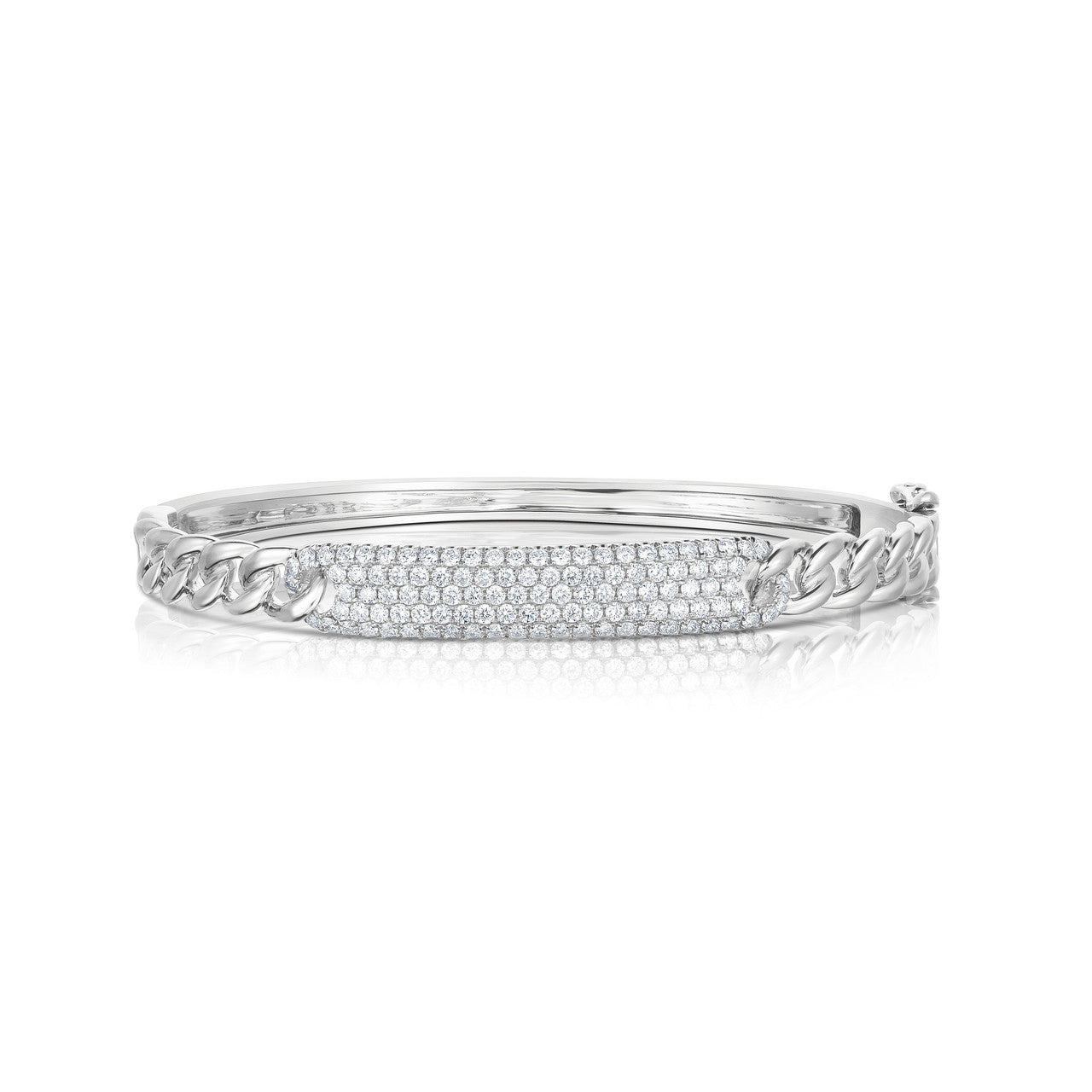 Diamond ID Bangle, 14k white gold - URBAETIS Fine Jewelry