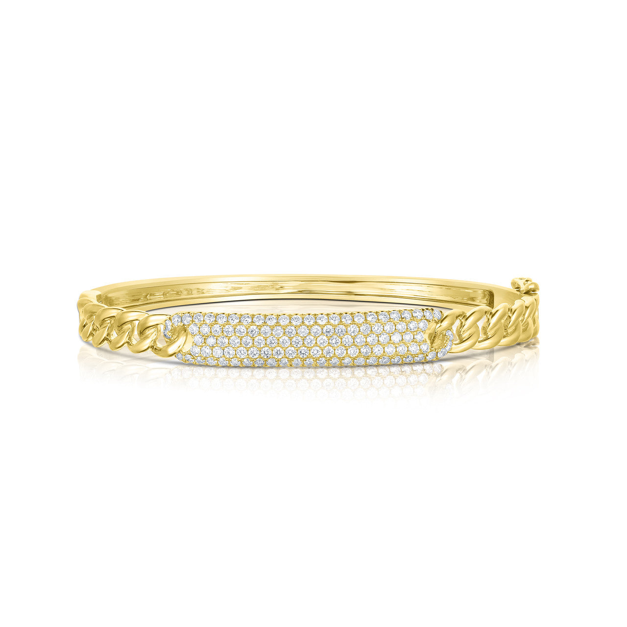 Diamond ID Bangle, 14k yellow gold - URBAETIS Fine Jewelry