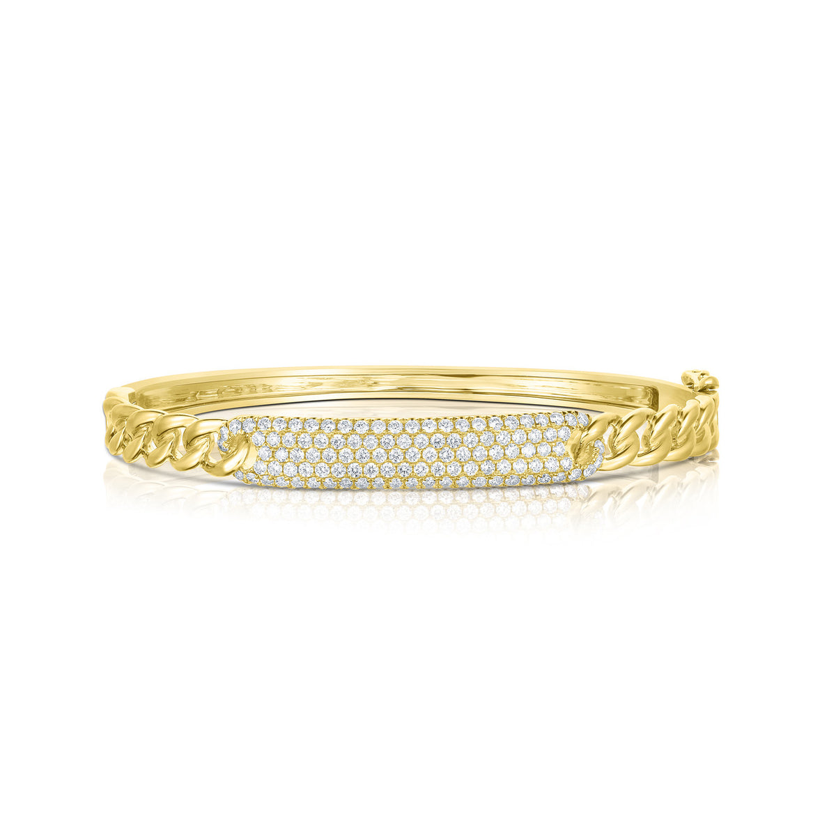 Diamond ID Bangle, 14k yellow gold - URBAETIS Fine Jewelry