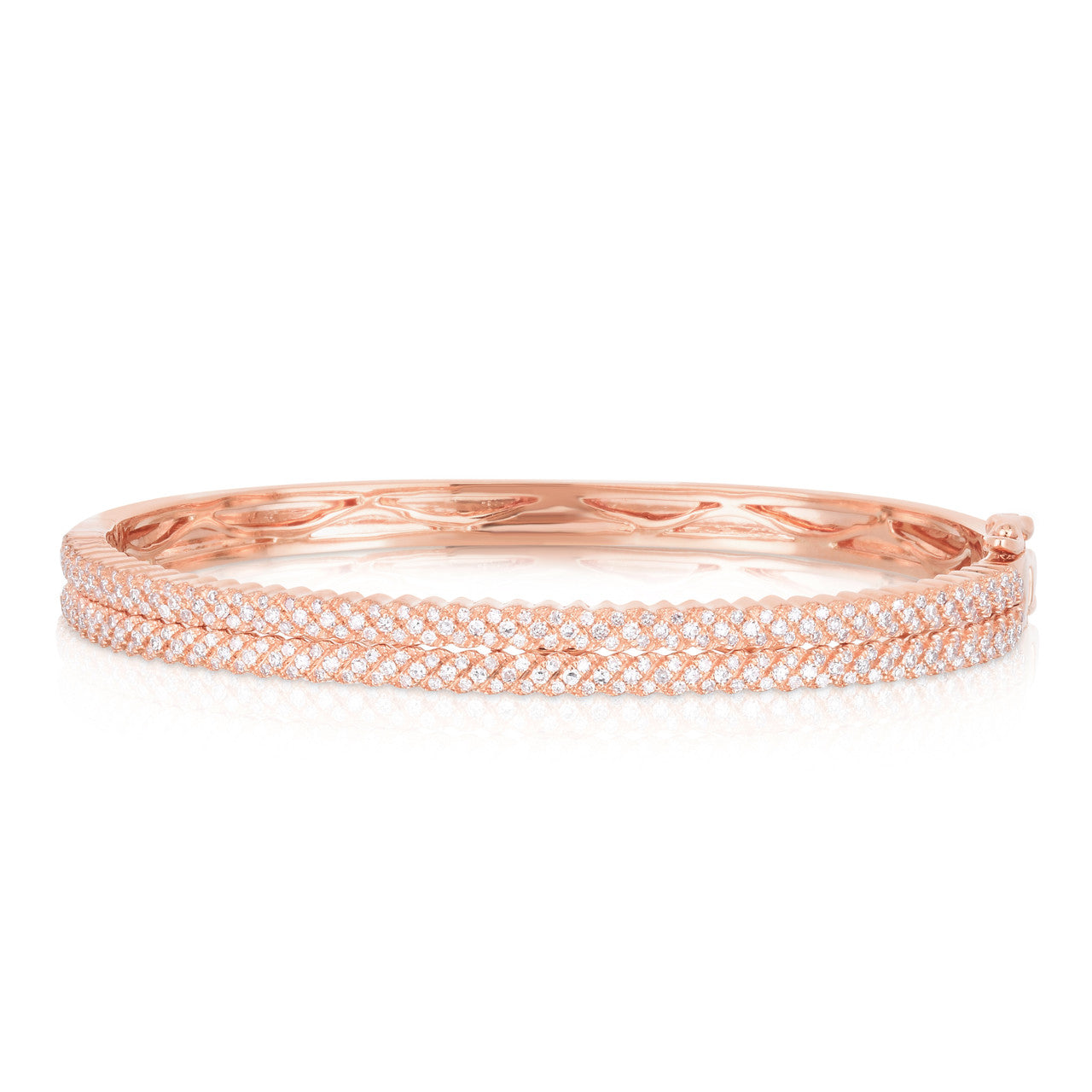 Diamond Wheat Bangle, 14k rose gold, 1.08 carats - URBAETIS Fine Jewelry