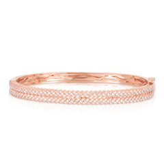 Diamond Wheat Bangle, 14k rose gold, 1.08 carats - URBAETIS Fine Jewelry