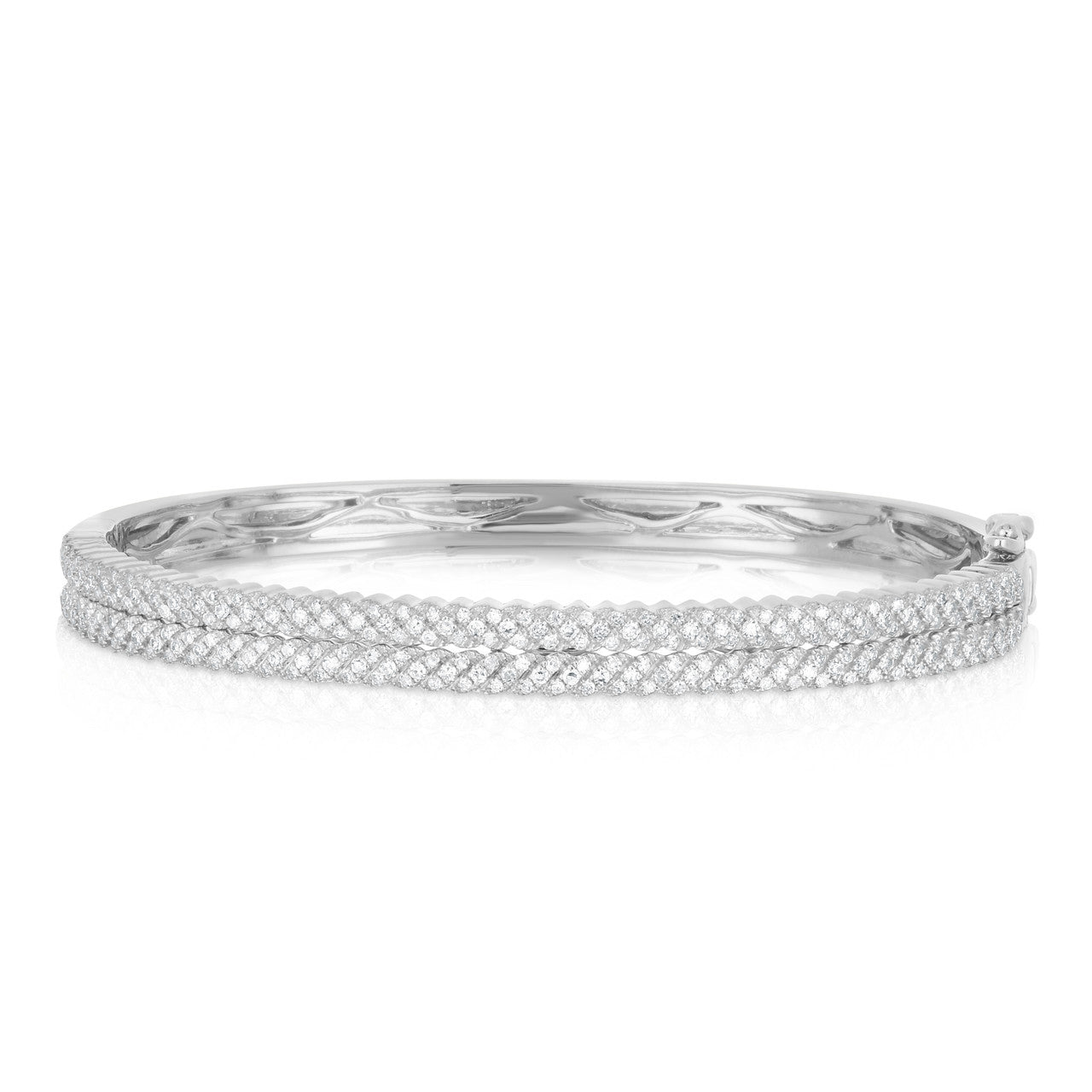 Diamond Wheat Bangle, 14k white gold, 1.08 carats - URBAETIS Fine Jewelry