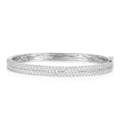 Diamond Wheat Bangle, 14k white gold, 1.08 carats - URBAETIS Fine Jewelry
