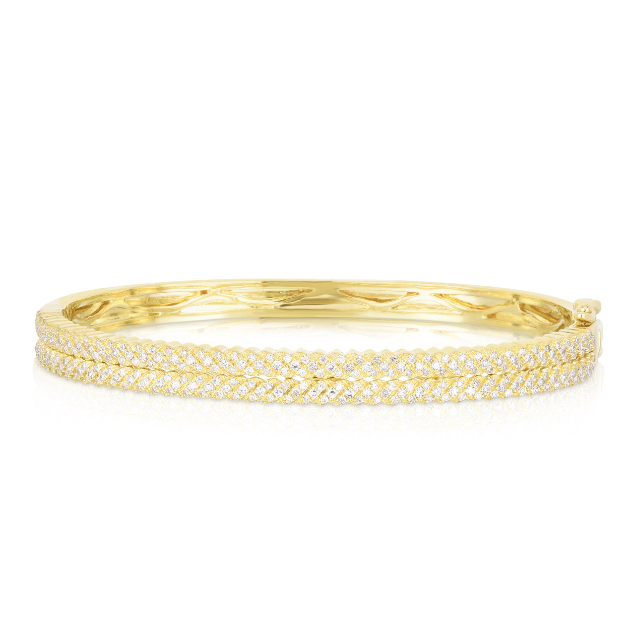 Diamond Wheat Bangle, 14k yellow gold, 1.08 carats - URBAETIS Fine Jewelry