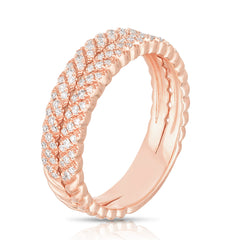 Diamond Wheat Ring, 14k rose gold, 0.33 carats - URBAETIS Fine Jewelry