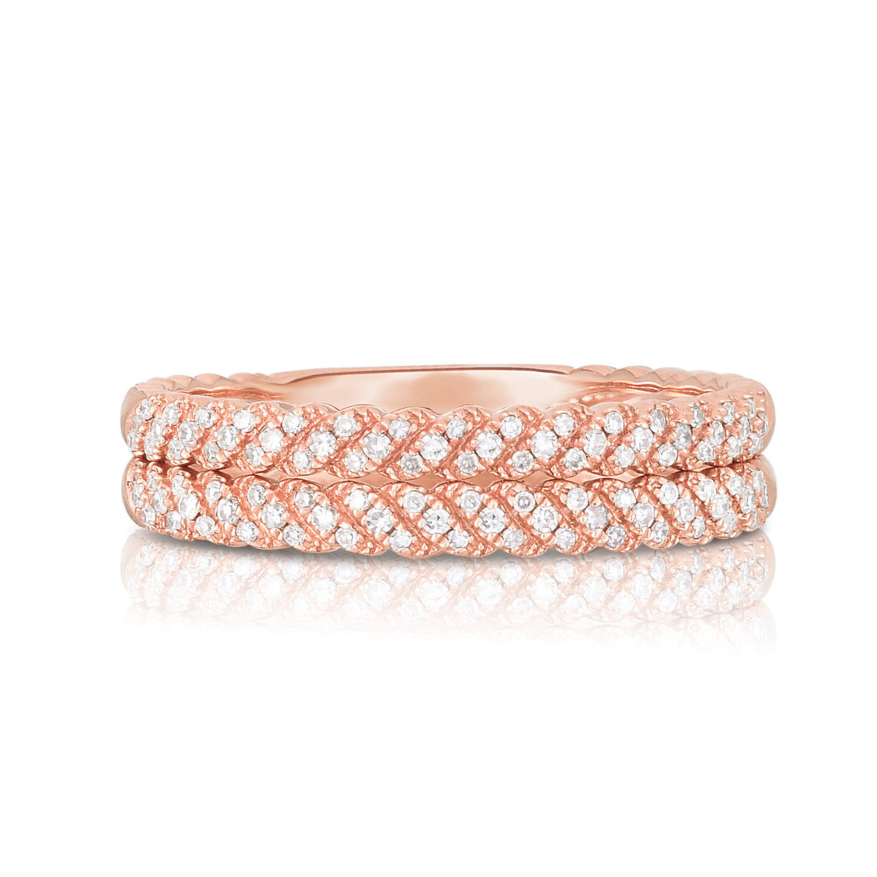 Diamond Wheat Ring, 14k rose gold, 0.33 carats - URBAETIS Fine Jewelry