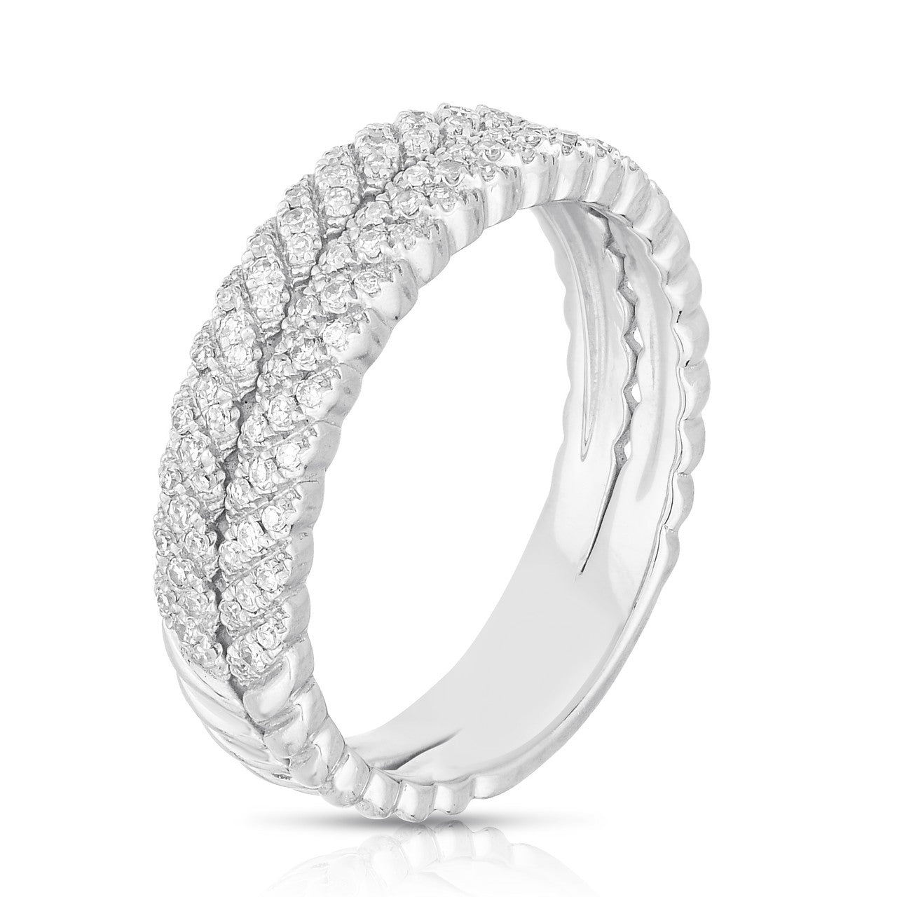 Diamond Wheat Ring, 14k white gold, 0.33 carats - URBAETIS Fine Jewelry