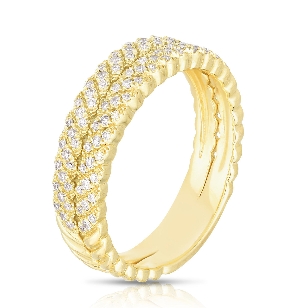Diamond Wheat Ring, 14k yellow gold, 0.33 carats - URBAETIS Fine Jewelry