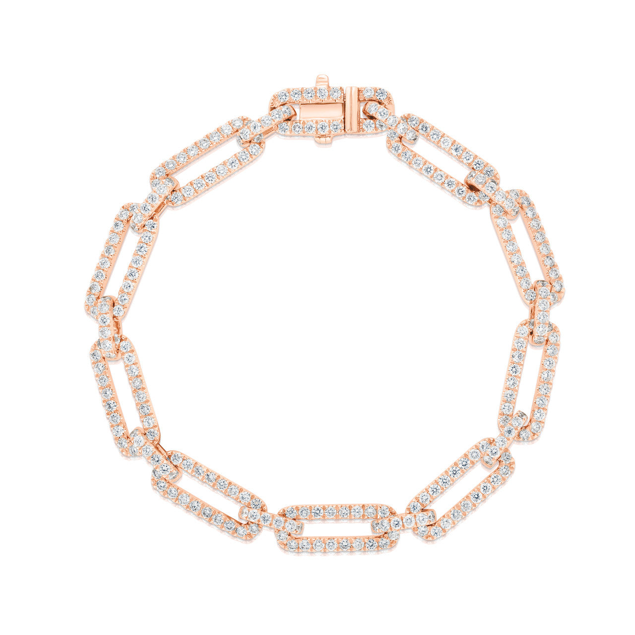 Long Link Diamond Bracelet, 14k rose gold, 3.4 carats -URBAETIS Fine Jewelry
