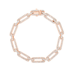 Long Link Diamond Bracelet, 14k rose gold, 3.4 carats -URBAETIS Fine Jewelry