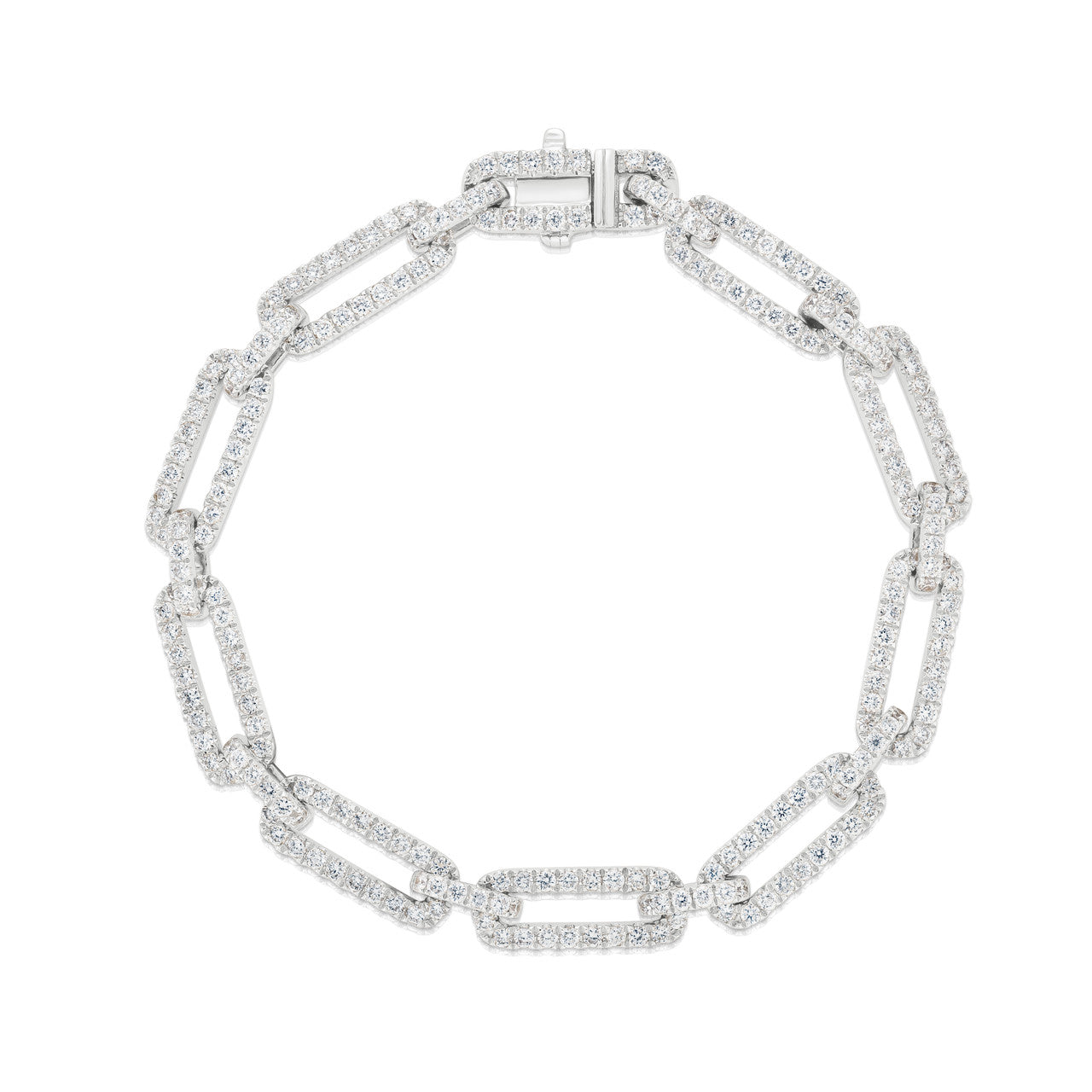 Long Link Diamond Bracelet, 14k white gold, 3.4 carats -URBAETIS Fine Jewelry
