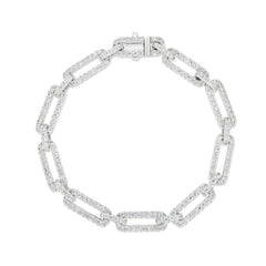 Long Link Diamond Bracelet, 14k white gold, 3.4 carats -URBAETIS Fine Jewelry