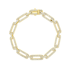 Long Link Diamond Bracelet, 14k yellow gold, 3.4 carats -URBAETIS Fine Jewelry