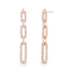 Diamond Link Link Earrings, 14k rose gold, 1.1 carats - URBAETIS Fine Jewelry