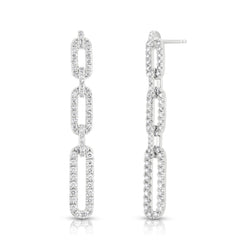 Diamond Link Link Earrings, 14k white gold, 1.1 carats - URBAETIS Fine Jewelry