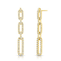 Diamond Link Link Earrings, 14k yellow gold, 1.1 carats - URBAETIS Fine Jewelry