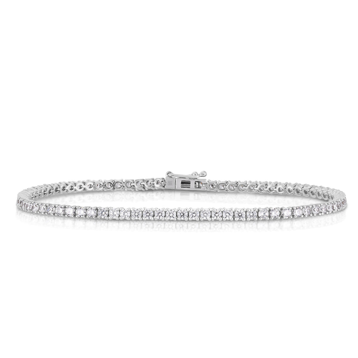 4 Prong Tennis Bracelet, 2 carats, 14k white gold - URBAETIS Fine Jewelry