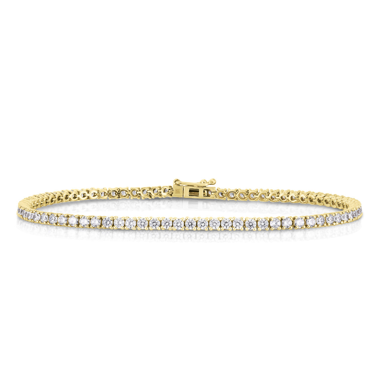 4 Prong Tennis Bracelet, 2 carats, 14k yellow gold - URBAETIS Fine Jewelry