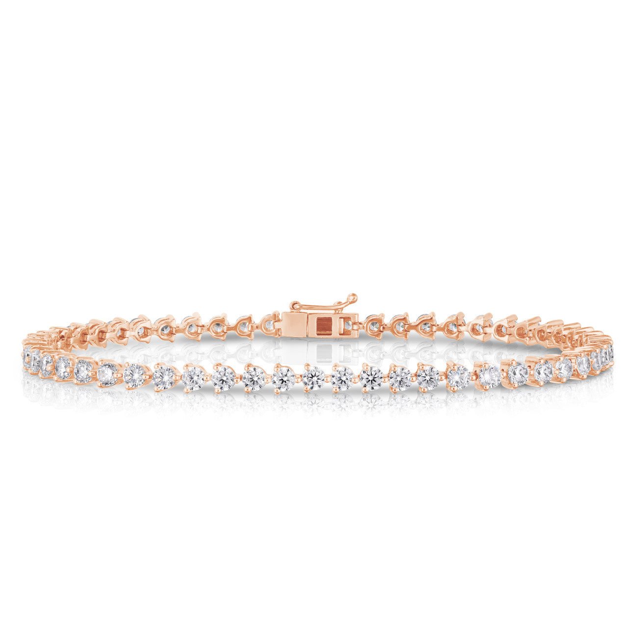 3 Prong Diamond Tennis Bracelet, 14k rose gold - URBAETIS Fine Jewelry