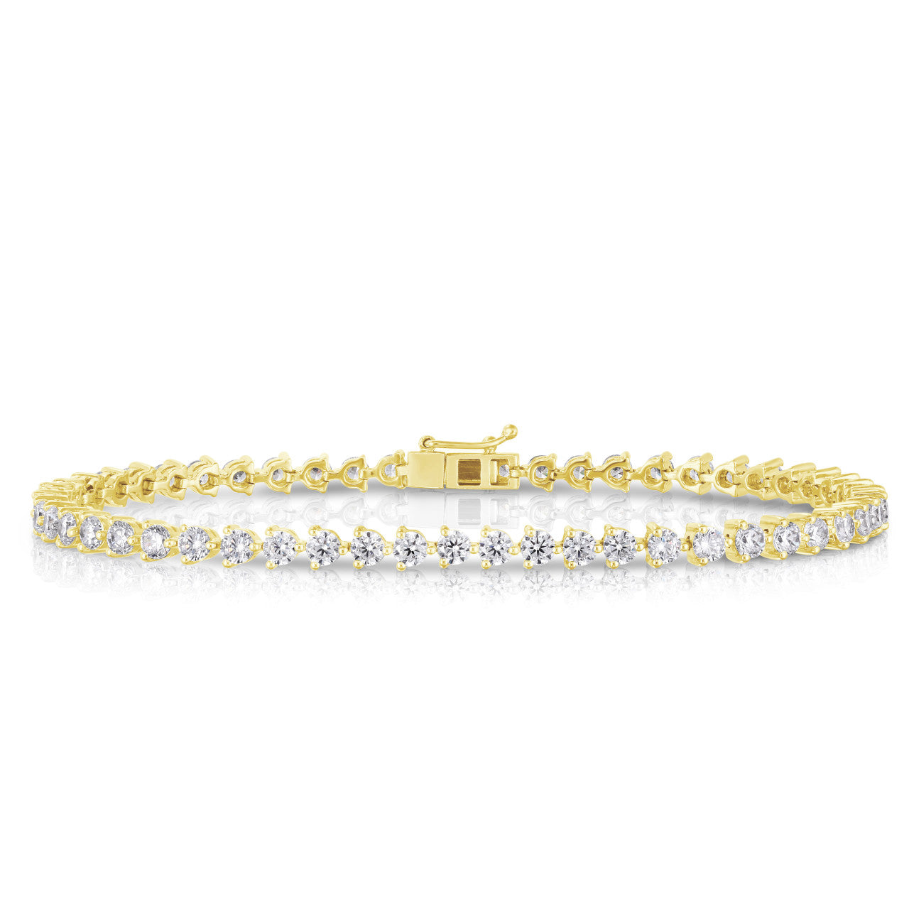 3 Prong Diamond Tennis Bracelet, 14k yellow gold - URBAETIS Fine Jewelry