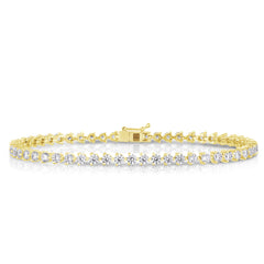 3 Prong Diamond Tennis Bracelet, 14k yellow gold - URBAETIS Fine Jewelry
