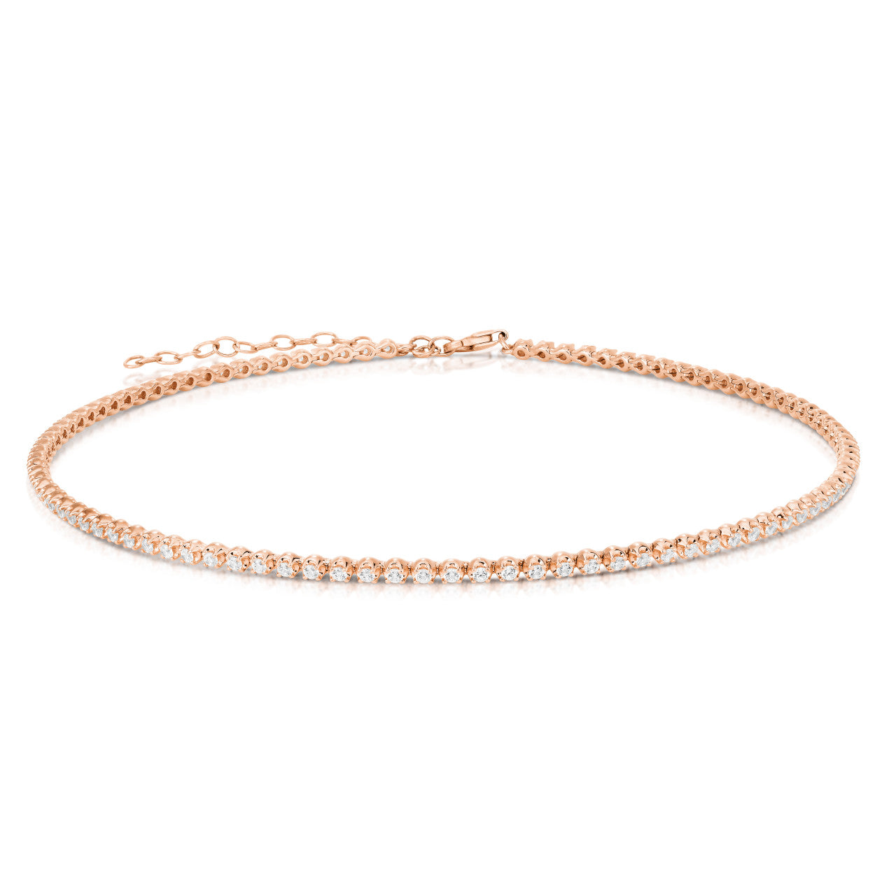 Diamond Tennis Choker, 14k rose gold, 2.5 carats - URBAETIS Fine Jewelry