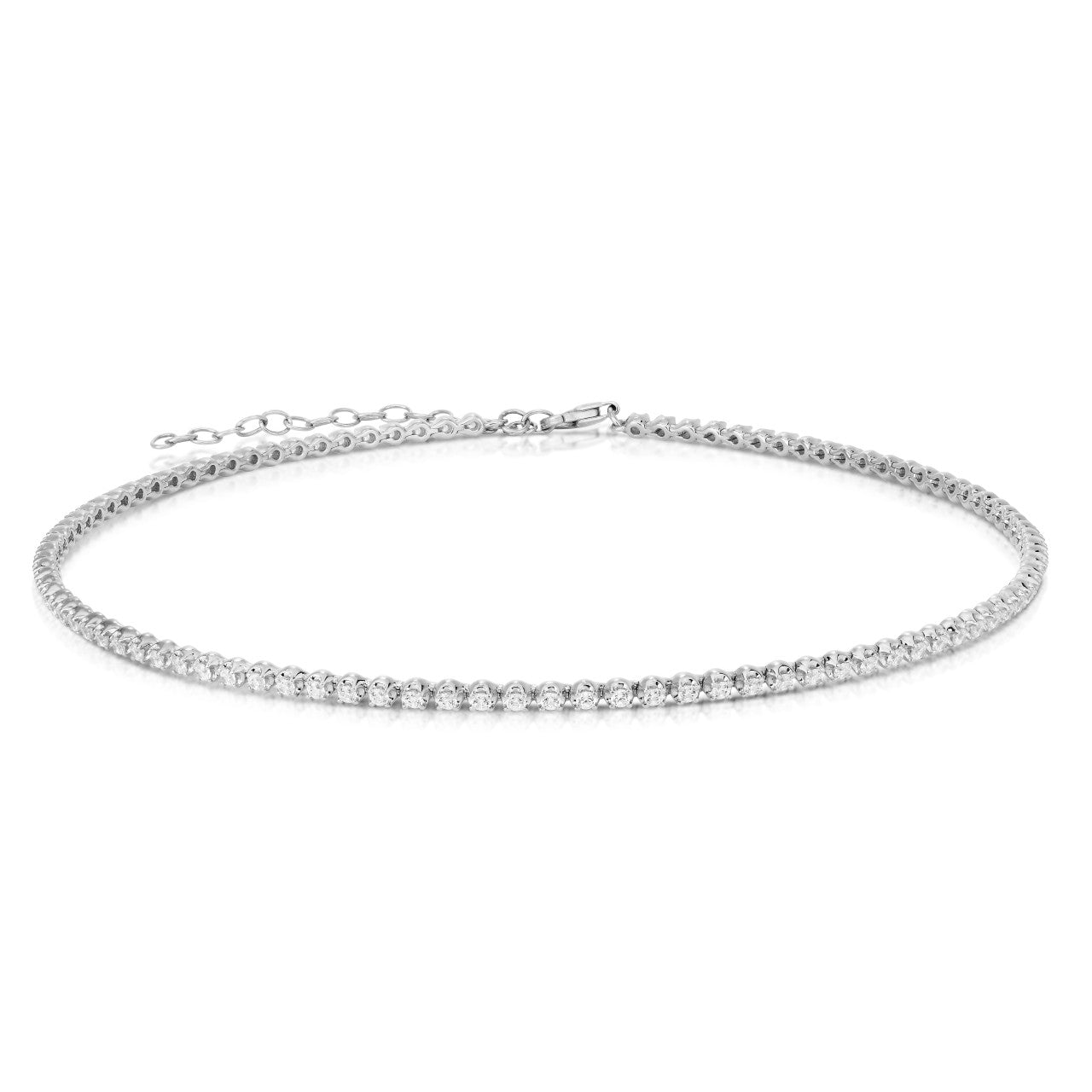 Diamond Tennis Choker, 14K White Gold, 2.5 carats- URBAETIS Fine Jewelry