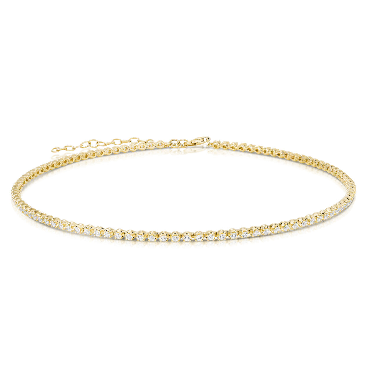 Diamond Tennis Choker, 14k yellow gold, 2.5 carats - URBAETIS Fine Jewelry