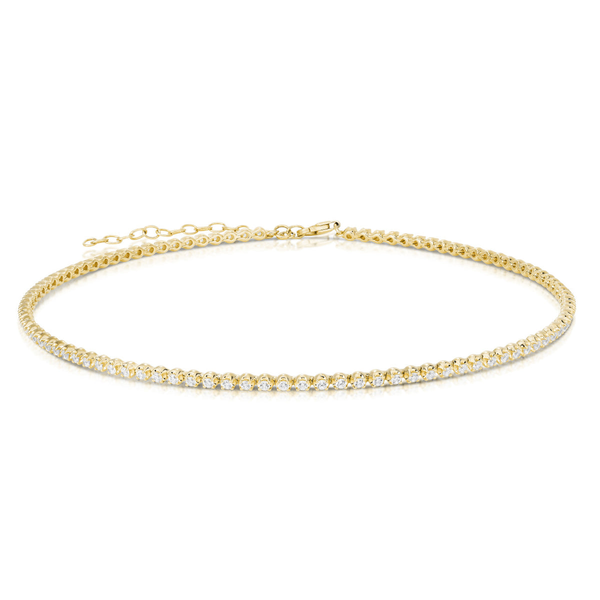 Diamond Tennis Choker, 14k yellow gold, 2.5 carats - URBAETIS Fine Jewelry