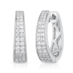 Tapered Pave Diamond Huggies, 14k white gold, 0.32 carats - URBAETIS Fine Jewelry