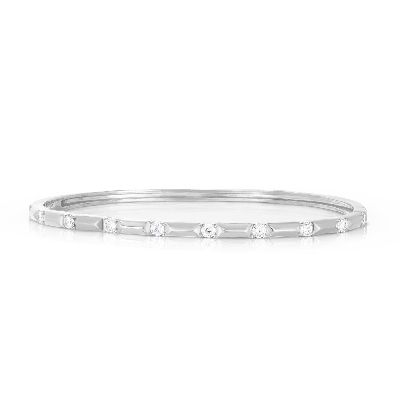 Gold and Diamond Pyramid Bangle, 14k white gold - URBAETIS Fine Jewelry