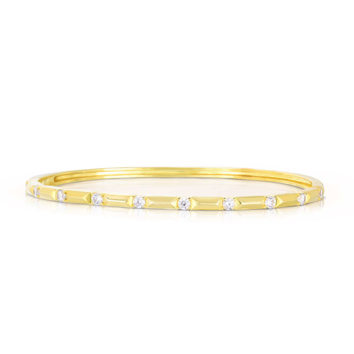 Gold and Diamond Pyramid Bangle, 14k yellow gold - URBAETIS Fine Jewelry