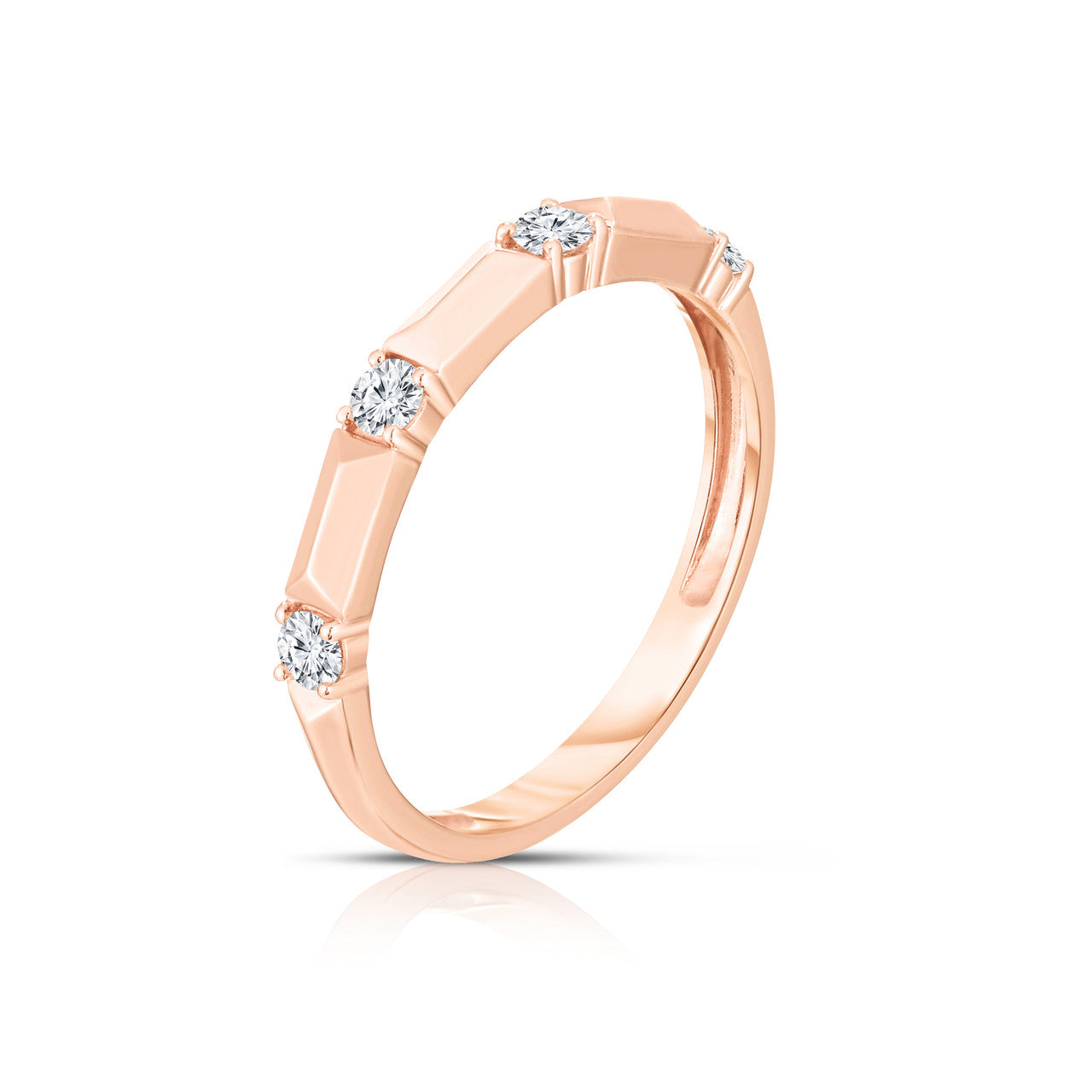 Gold and Diamond Pyramid Ring, 14K Rose Gold- URBAETIS Fine Jewelry