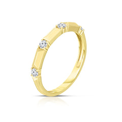 Gold and Diamond Pyramid Ring, 14K Yellow Gold- URBAETIS Fine Jewelry