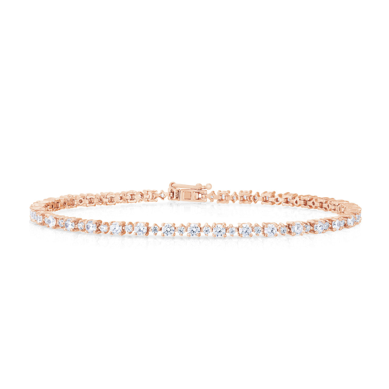 Every Other Round Diamond Tennis Bracelet, 14K Rose Gold- URBAETIS Fine Jewelry