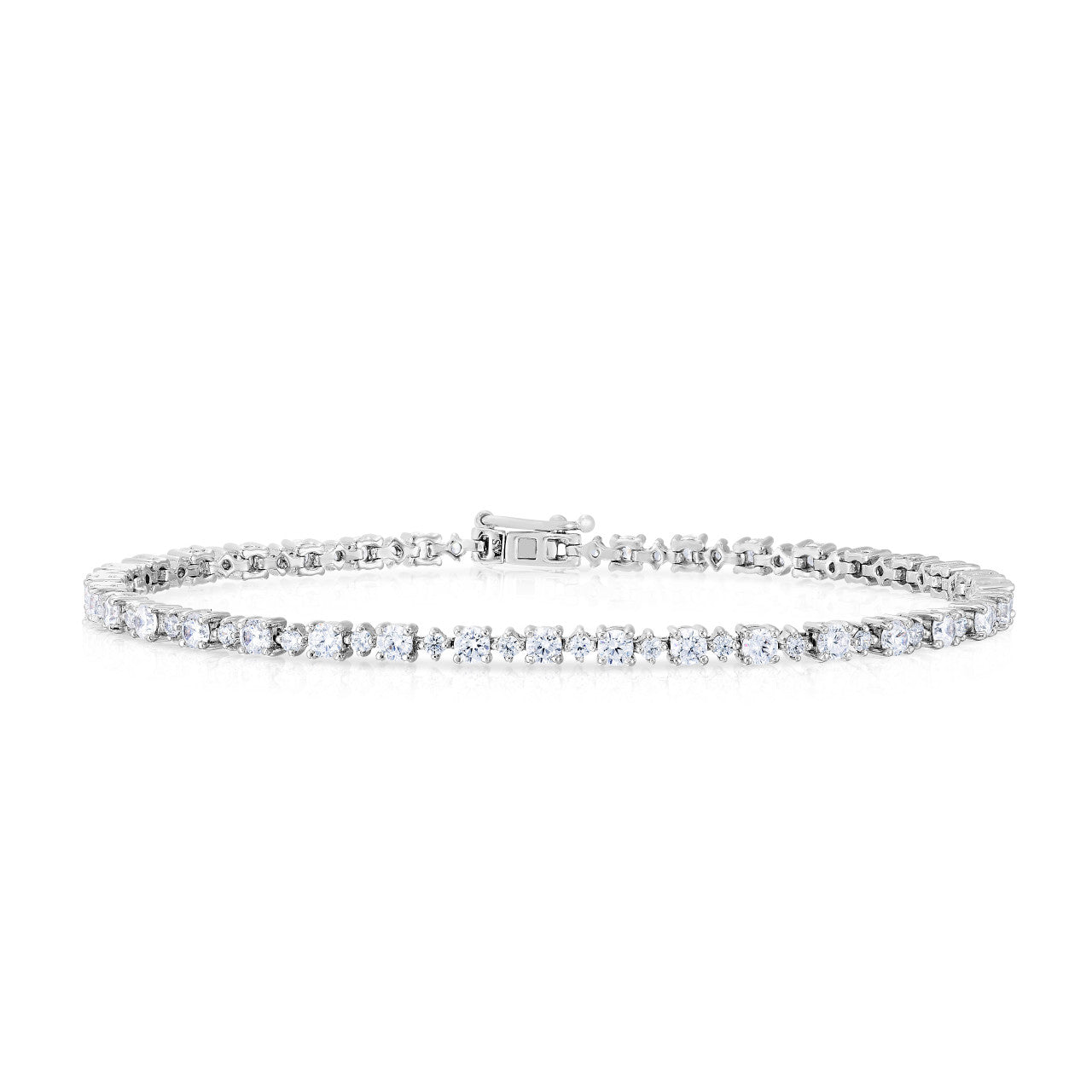 Every Other Round Diamond Tennis Bracelet, 14K White Gold- URBAETIS Fine Jewelry