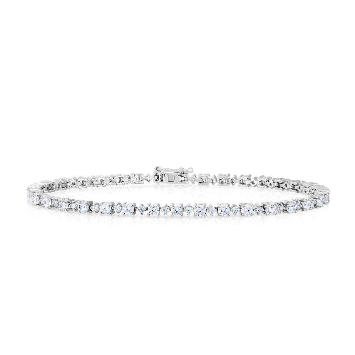 Every Other Round Diamond Tennis Bracelet, 14K White Gold- URBAETIS Fine Jewelry