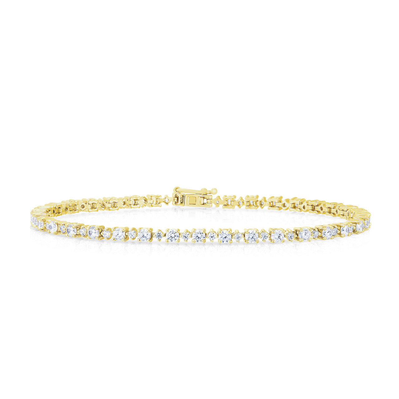 Every Other Round Diamond Tennis Bracelet, 14K Yellow Gold- URBAETIS Fine Jewelry