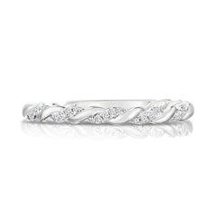 Delicate Twisted Gold and Diamond Ring, 14k white gold - URBAETIS Fine Jewelry
